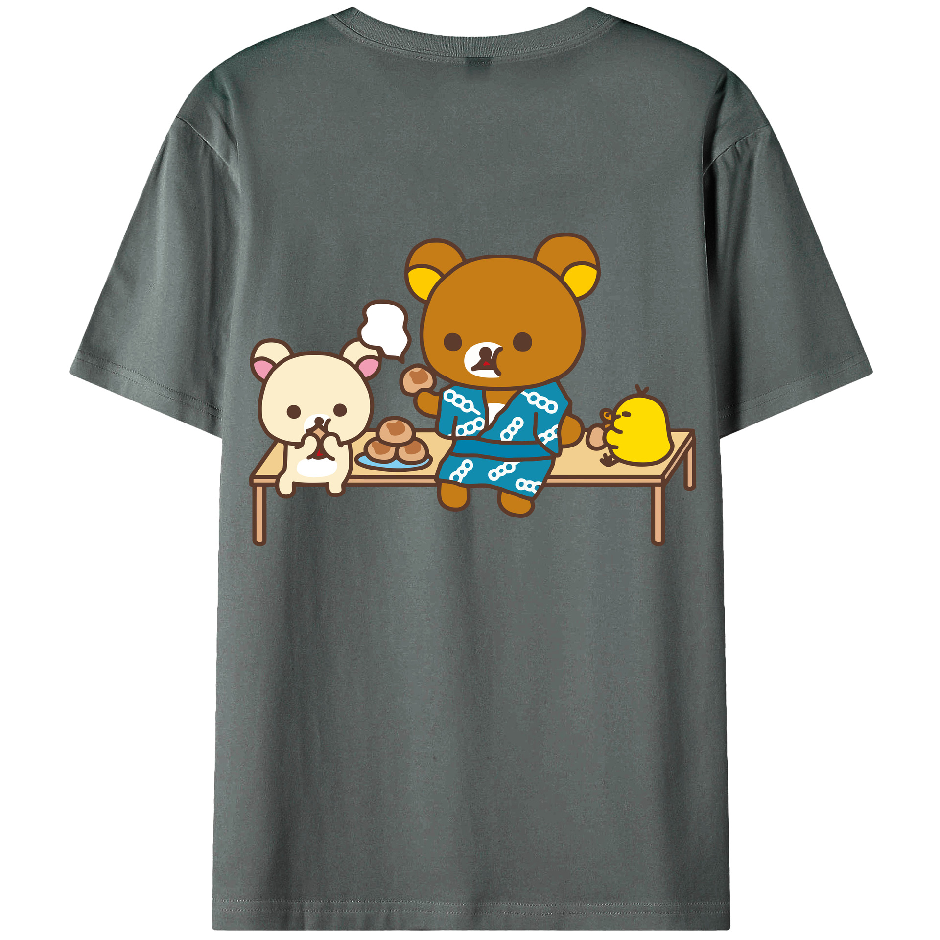 （画像用） リラックマ リラックマ キイロイトリ Rilakkuma Korilakkuma Kiiroitori 綿100％ メンズ半袖Tシャツ（バックプリント） 通気性